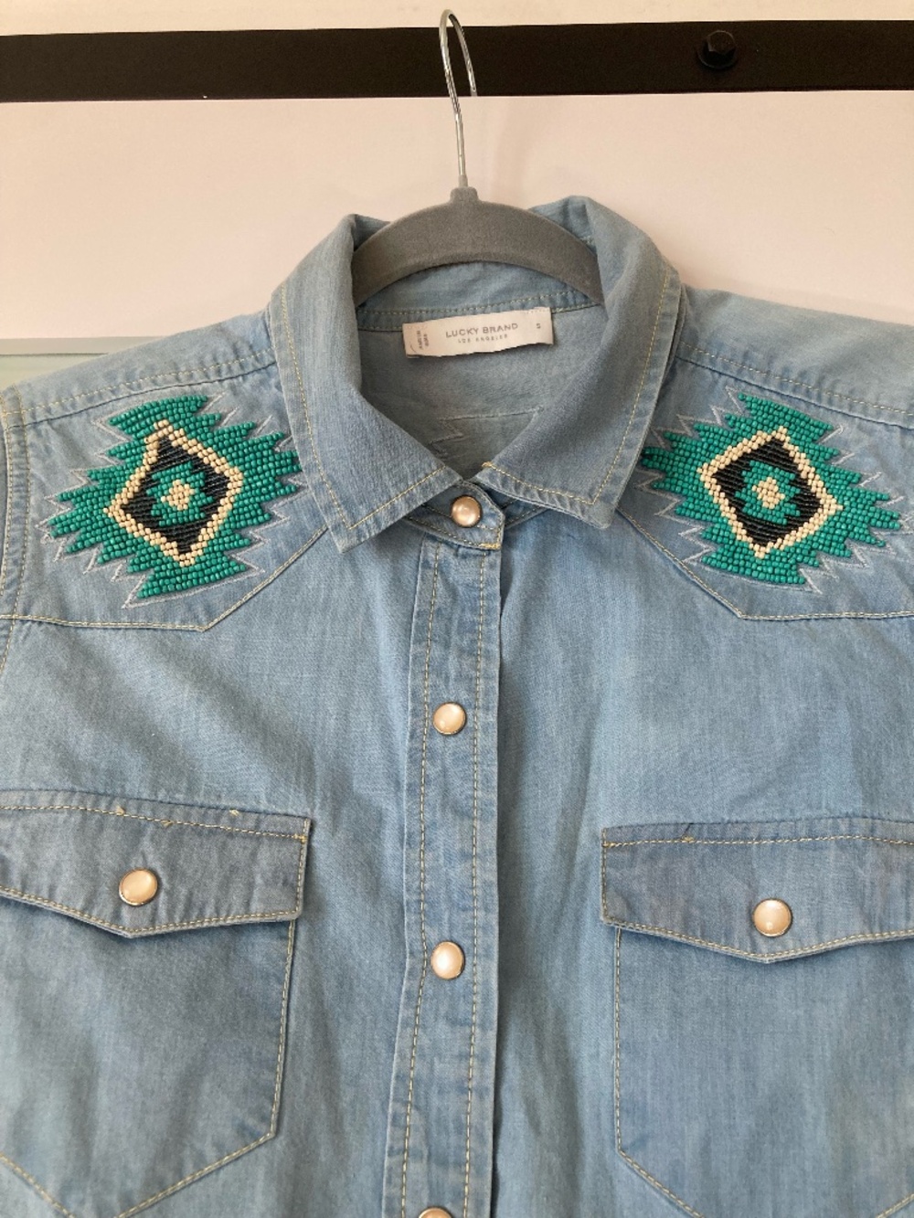 LUCKY BRAND Limited addition beaded shoulders western shirt cowgirl